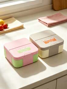 Portable Divided Bento Box With Built-In Utensils, Leak-Proof Microwave Food Container, Reusable Lunch Box For Daily Commute And Work - Multicolor - View 2