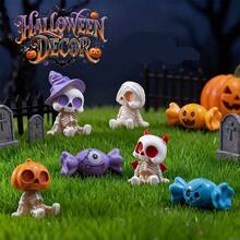 Q-Version Halloween Candy Character Figurine Set, Demon Wizard Skeleton Pumpkin Mummy Collectible Figures, Creative Desktop Atmosphere Decor - Multicolor - View 6