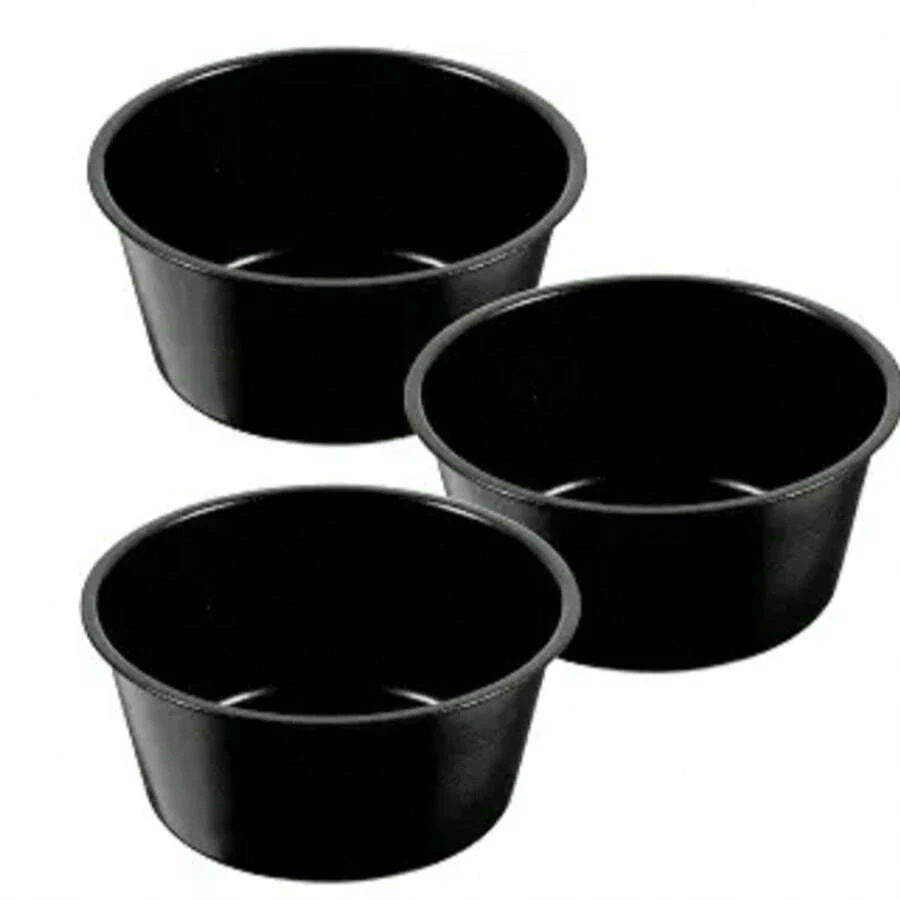 Nonstick Round Stainless Steel Pudding Cup Molds For Baking Cakes Muffins And Cheesecakes Easy Release Kitchen Bakeware - Black - View 1