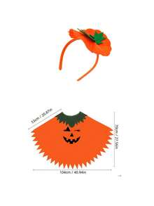 Halloween Pumpkin Costume, Adult Pumpkin Cape, Headpiece And Trick-Or-Treat Bag, Suitable For Halloween Role Play And Party "Trick Or Treat" Cute Outfit, Ideal Holiday Gift - Multicolor - View 13