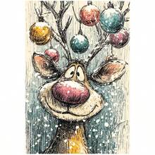 1PC DIY 5D Diamond Painting Kit Cute Cartoon Deer Pattern - Round Full Drill Art Mosaic Craft, Home Wall Decor, Unframed - No Frame - View 1