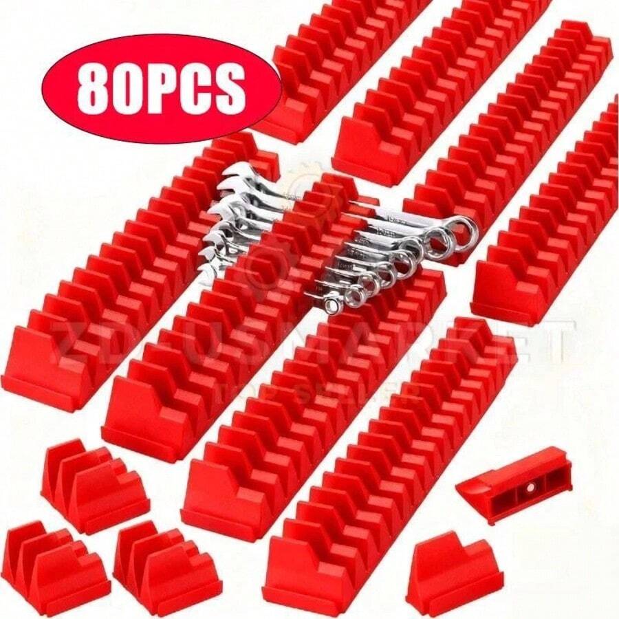 80-Piece Magnetic Modular Wrench Storage Box Compact Tool Storage Slot Fixed Tools - 80 Pieces - View 1