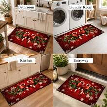 1pc Kitchen Floor Mat, Soft Faux Cashmere Material, Christmas Atmosphere, Holiday Style, Non-Slip And Dirt-Resistant, Suitable For Kitchen, Entrance, Bathroom Door, Home Decor Floor Mat, Multi-Scene Use Non-Slip Mat, Room Decoration, Holiday Gift - Multicolor - View 10