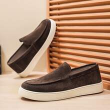 Men's Fashion Casual Slip-On Loafers, Lightweight Breathable Commuter Sneakers, Easy-On Driving Shoes For Daily Wear - Coffee Brown - View 4