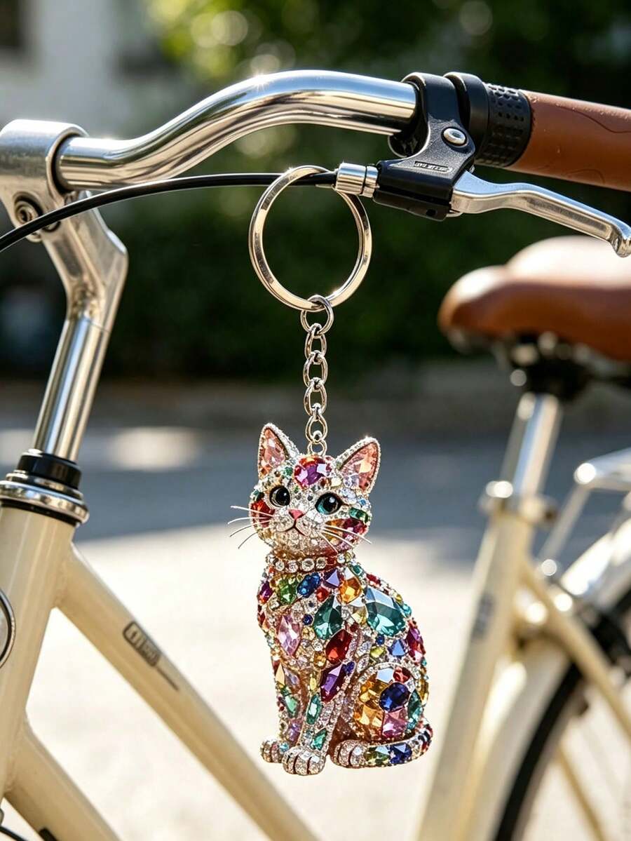 2D Flat, 2pcs Set: 1 Kitten Keychain + 1 Lobster Clasp, Brand New Two-Dimensional Flat Design, Cat Party-Style Keychain. Suitable For Keychain Promotional Gifts, Packaging Decoration, Backpack Embellishment. A Heartwarming And Sincere Gift