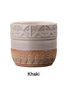 1 Pc Boho Ceramic Coffee Cup, 250ml/8.45oz Rustic Embossed Geometric Tree Pattern Tumbler Mug For Espresso Arabic Coffee Latte Cappuccino Iced Coffee Tea Water, Home Kitchen Office Tabletop Decor, Gift For Coffee Lovers Housewarming Birthday Holiday - Multicolor - View 14