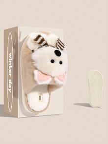 Cartoon Plush Slippers, Warm For Autumn/Winter, Unisex - Light Brown - View 6
