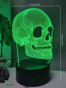 Skull-Shaped 3D LED Desk Lamp - USB Powered, Energy-Efficient Night Light For Bedroom & Study, Perfect Halloween Decor And Gift - Skull - View 7