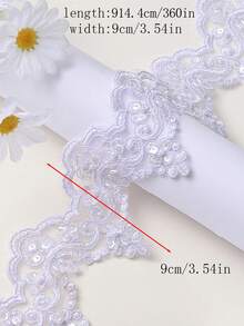 New Multicolor Lace Embroidery Bone Lace Tulle Fabric With Handmade Beaded Sequin Decor For Garments, Bridal Dresses, Accessory Supplies Material, Length: 91.4cm, Width: 12.5cm - Multicolor - View 26