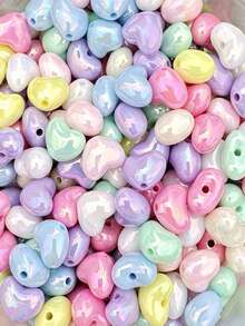 13mm Aurora AB Heart-Shaped Acrylic Beads, Large Hole Spacer Beads, Suitable For DIY Bracelets, Phone Charms, Keychains And Jewelry Making Materials - Multicolor - View 8