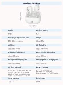 HP Wireless Earbuds: 30 Hours Ultra Long Battery Life, Suitable For Sports, Compatible With IPhone And Android And IOS Systems, Supports Voice Calls, Suitable For All Ages, Perfect Christmas Gift Choice - Earphone - View 13