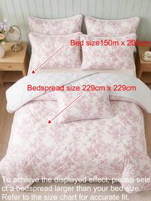 2/3pcs Pink Ruffle Edge Line Drawing Floral Branch Digital Print Bed Sheet Set (1pc Bed Sheet + 1/2pcs Pillowcases), Minimalist Design, Multi-Functional, Modern Minimalist Polyester Fabric, Soft And Comfortable - Multicolor - View 6