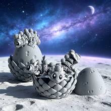 Cute Adorable 3D Printed Moon Dragon Egg Model Set Plastic Toy Ornament Desktop Decor Sculpture Holiday Gift - Multicolor - View 8