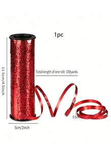 1 Roll 100 Yards Laser Metallic Color Balloon Tie Ribbon, Multi-Color Roll Laser Binding Rope, Shiny Vibrant Texture, Durable And Hard To Break, Party Balloon Binding Decoration, Gift Box Tying, Holiday Celebration Wedding Scene Handmade Decoration Ribbon - One Size - View 12