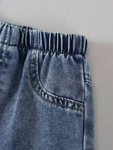 Quần jeans thêu nơ thời trang thường ngày cho bé gái - Màu xanh lam - Xem 4