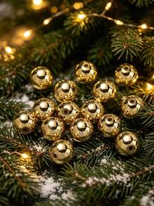 100pcs Christmas Metal Electroplated Round Beads, Red Green Gold Silver Loose Beads, 6/8/10mm Beads, For Christmas Tree Decoration DIY Bracelet Necklace Jewelry Making Craft Materials - 6/8/10mm Christmas Beads - View 16