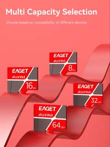 EAGET Micro SD TF Flash Memory Card Up To 100MB/S U1 V10, Multi‑Sizes 64GB 32GB 16GB 8GB, High Speed Storage Card - View 9