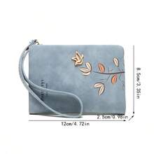 PRETTYZYS Women's Short Vintage Floral Print Multifunctional Coin Purse, 2-Fold Zipper Snap Closure Short Wallet With ID Window Card Slots, Christmas Valentine's Day Gift - Blue - View 5
