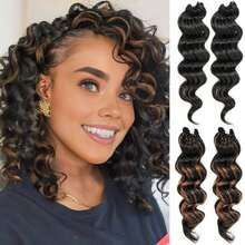 Women's 20 Inch Deep Wave Synthetic Hair Extensions Hair Curtain Hair Tie Wig Hair Accessory - Coffee Brown - View 1