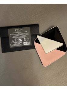 PRADA BEAUTY Pink Triangle Compact Pocket Mirror, Embossed Logo Mini Hand Mirror With Matching Fabric Pouch Portable Makeup Touch‑Up Mirror Luxury Gift For Women PRADA‑GIFT‑11 - Pink - View 6