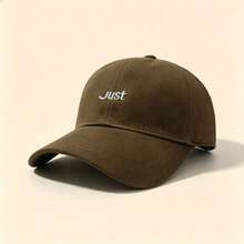 1pc Just Letter Embroidered Baseball Cap Solid Color Adjustable Soft Brim Casual Sun Hat Unisex Dad Hat - Multicolor - View 9