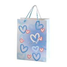 4Pcs Heart Pattern Paper Gift Bags, Colorful Bead Handle Shopping Tote Bags, Reusable Party Favor Present Packaging Bags - View 6