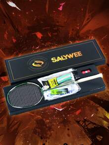 SALYWEE Deportes de Raqueta | Fibra de Carbono 4U 24-28lbs Pre-Encordada | Agarre Pegajoso | Control de Giro de Nivel Profesional | Absorción de Impactos para Potencia & Control | Bolsa Gratis & Pegamento para Manos | Raqueta de Bádminton - Multicolor - Ver 10