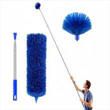 Roof Ceiling Dusting Tool With Extension Pole, SpiderWeb Duster, Spider Web Cleaning Brush And CeilingFan Duster Set, 15-100 Inch Stainless Steel TelescopicPole, Washable - Multi-color - View 2