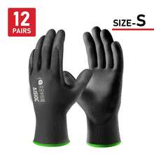 JOISIV 12 Pairs Garden Work Gloves, PU Coated, Seamless Knit, Polyurethane Coating On Palm & Fingers, Strong Grip, Unisex, Suitable For General Gardening - Black - View 10