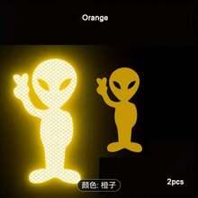2pcs Neon Reflective Safety Stickers, Fun Alien Design - Suitable For Cars, Bicycles, Motorcycles, Backpacks - Night Visibility Decals, Durable Adhesive, Long-Lasting Reflection, Perfect For Vehicle Owners - Multicolor - View 11