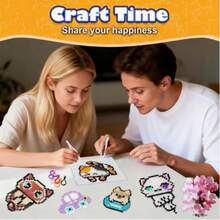 48 Colors 2.6mm Perler Beads Craft Kit, Includes 1 Pegboard, 1 Gradient Glitter Heat Transfer Fabric, Ironing Paper, Keychain, Plate, Tweezers Accessories, Suitable For DIY Handmade Creative Jewelry, Pixel Art, Handmade Decoration And Creative Projects, Applicable For Handmade Crafting To Enhance Imagination And Hands-On Ability, Christmas, Birthday Gift (Accessories Color Randomly Shipped) - Multicolor - View 4