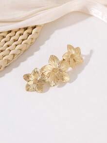 1pc Women's Floral Metal Spring Clip, Princess Style Barrette Hair Accessory, Daily & Holiday Gift,Hair Claws,Clips For Hair - Gold - View 6