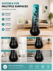 New Upgraded Inflatable Freestanding Punching Bag, Enhanced Stability Gradient Combat Letter Print Boxing Column, Water/Sand Filled Rebound Rolling Punching Bag, Suitable For Home Fitness And Stress Relief - Multicolor - View 11