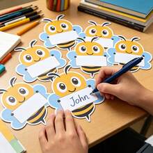 14pcs/Set Back To School Decorations, 12pcs Bee Paper Labels + 2pcs Durable Round Adhesive Stickers, Suitable For Classroom Bulletin Board, Locker, Desk Name Tag Decoration - Multicolor - View 10