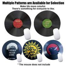 1pc Portable Vintage Vinyl Record Round Mouse Pad, Non-Slip Rubber Base, Tightly Woven High-Definition Print, Fade-Resistant, Washable, Thick Anti-Deformation Office Gaming Home Decor Desk Mat - View 9