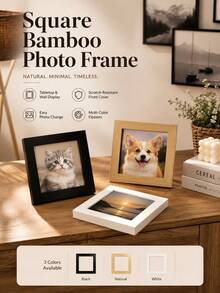 Minimalist Modern Compact Square Design Multi-Color Scratch-Resistant Panel Desktop/Wall-Mounted Frame, Suitable For Living Room, Bedroom, Desk, Photo Wall, Housewarming Gift, All-Season Indoor Decor - Multiple Styles - View 1