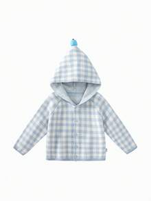 mini bala Charming Autumn Unisex Baby Girl Pixie Hood Knit Cardigan Soft Warm Layering Outer Top - White and Blue - View 4
