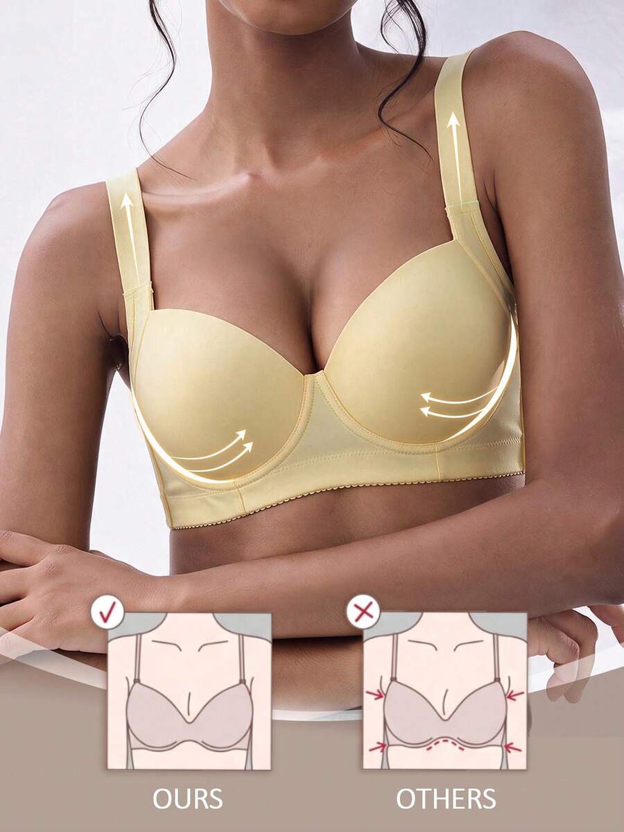 Women' S Solid Color Push Up Bra - Comfortable Fit, Full Coverage & Minimalist Design