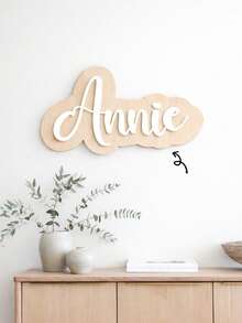 1pc Personalized Double Layer Cursive Wooden Name Sign, Two Tone Outline Raised Letter Wall Plaque, Custom Cursive Name Wall Hanging, Multiple Sizes, Pastel Color Choices, Nursery Bedroom Wall Decor, Gift Baby Shower, Birthday Party, Housewarming - Multicolor - View 8