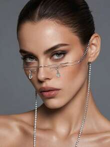 1pc Geometric Face Chain Minimalist High-End Tassel Facial Accessory For Women - Tassel - View 1