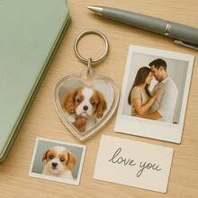 Transparent Heart-Shaped Acrylic Photo Frame Keychain, Large Head Sticker Photo Insert Key Ring, Blank Rectangular Double-Sided Photo DIY Pendant Frame - Transparent-heart Shape - View 6