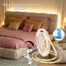 Touch Dimming COB LED Strip USB Flexible Diode Light Strip, Suitable For Room DIY, TV PC Backlight, Wall Decoration Linear Lighting - White - View 1