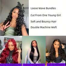 3PCS Bundles Human Hair Loose Wave Bundles With Closure 4x4 Transparent Lace Closure Free Part Human Hair Extensions Natural Color - Natural Black - View 4
