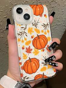 Transparent Halloween Autumn Pumpkin Maple Leaf Daisy Pattern Shockproof Phone Case, Women's Phone Accessory, Compatible With IPhone 18 Pro Max/18 Pro/17 Pro Max/17 Pro/17 Air/17/16 Pro Max/16/15 Pro Max/15/14/13/12/11, Women's Essential, Perfect As Birthday Gift, Halloween Gift, Back To School Gift - Clear - View 3