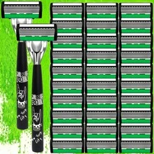 Retro Manual Razor Set | 6-Layer Blades, Interchangeable Heads, Ergonomic Handle, Refillable Design For Smooth Shaving Precision - Perfect Father's Day And Birthday Gift - Multicolor - View 10