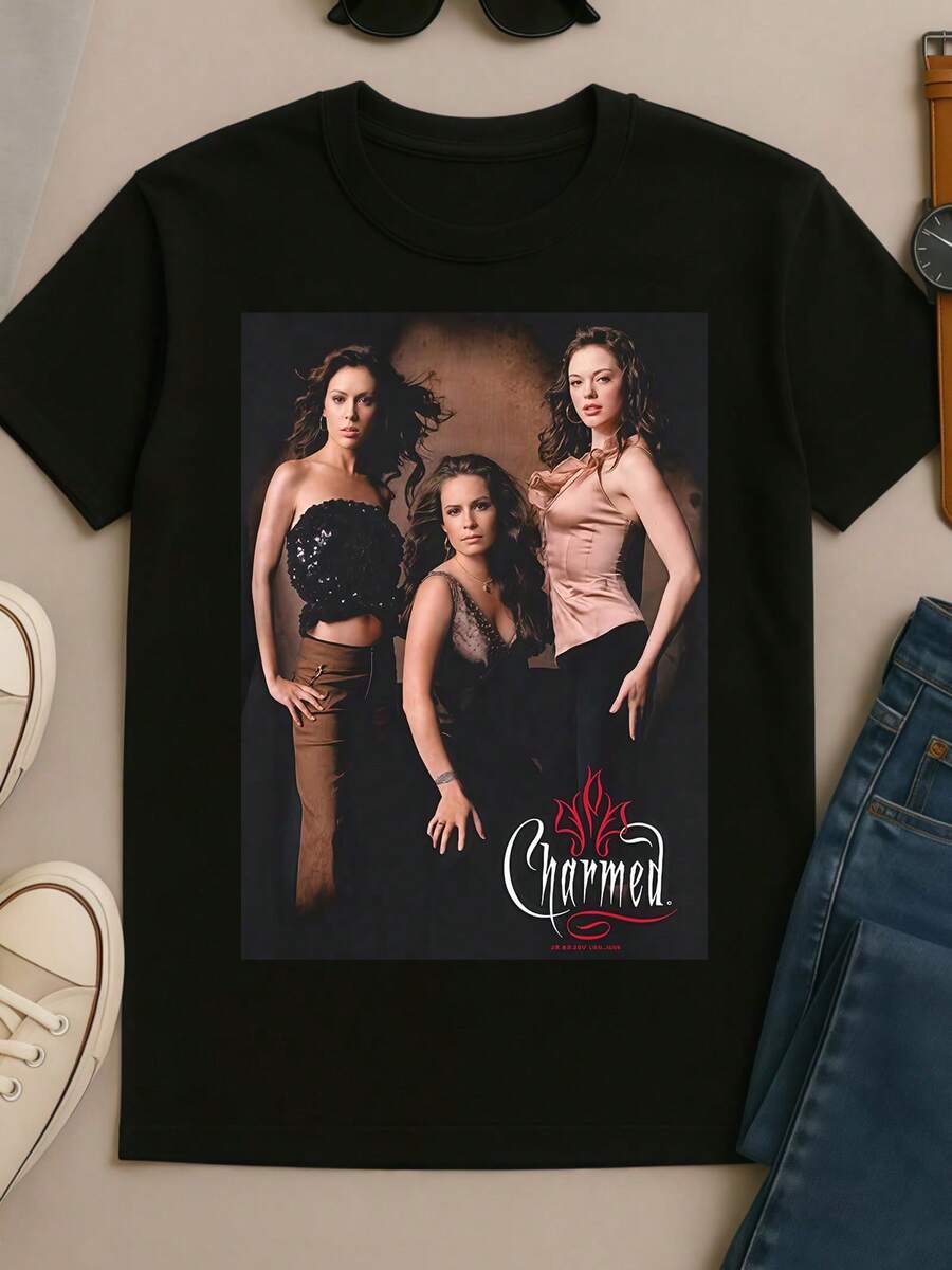 Charmed_Halliwell_Sisters_Retro_Graphic_Tee - 黑色 - 查看 1