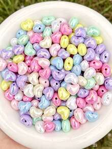 13mm Aurora AB Heart-Shaped Acrylic Beads, Large Hole Spacer Beads, Suitable For DIY Bracelets, Phone Charms, Keychains And Jewelry Making Materials - Multicolor - View 6
