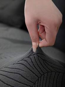 1pc Elastic Wear-Resistant 3D Jacquard Sofa Cover, Modern Minimalist Non-Slip Dust-Proof Washable Sofa Cover, L-Shaped Sofa Cover For 1/2/3/4 Seats, Pet-Friendly Decor, Suitable For All Seasons, Bedroom, Living Room, Study, Office - Dark Grey - View 4