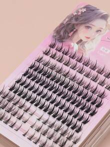 Mixed 3 Styles C Curl Eyelash Clusters 136pcs/Pack, Natural Curved Segmented Single Cluster False Eyelashes, Multiple Styles DIY Home Eyelash Extensions, Lightweight Fine Cluster Lashes, Suitable For Beginners To Create Various Makeup Looks - C - View 5