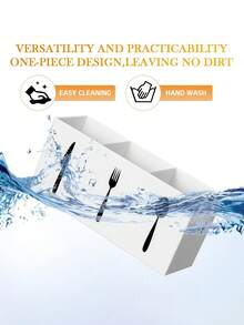 1pc Multi-Function Kitchen Utensil Organizer – Space-Saving Plastic Utensil Holder, Can Store Spoons, Knives And Forks, Durable, Suitable For Kitchen Countertops And Drawers, Ideal For Home, Restaurant And Dining Table Storage - White - View 5